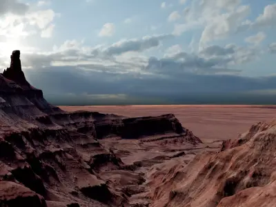 Red Desert Cliff  Landscape 3D model