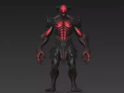 Red Humanoid Monster 3D Model 3D model