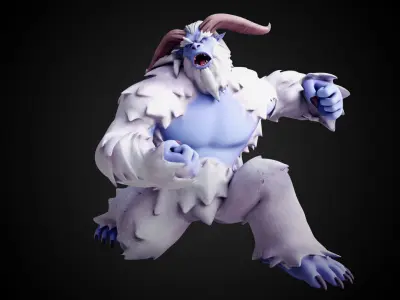 Yeti - Rigged Stylized Creature 3D Model for Blender Low-poly 3D model