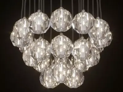 RH BOULE DE CRISTAL ROUND CLUSTER CHANDELIER 24 Black 3D model