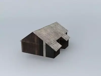 humno wooden barn with roof Free 3D model