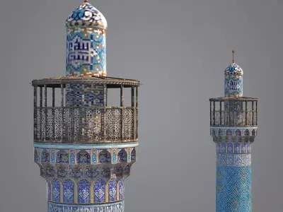 Minaret islamic minarets Low-poly 3D model