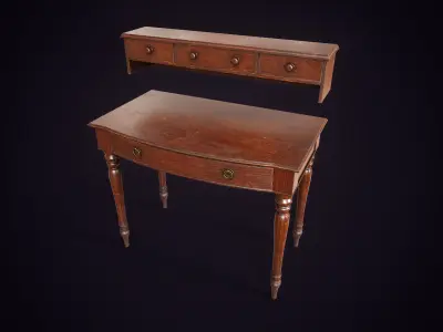 Vintage Secretary Desk Low-poly 3D model