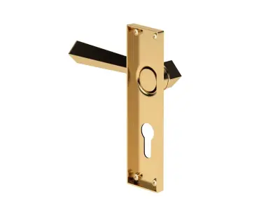 Sprung Door Handle Brass 3D model