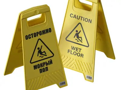 Sign plate Caution wet floor 3D model