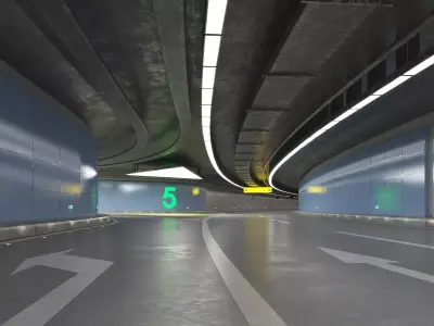 Tileable road tunnel 02 Low-poly 3D model
