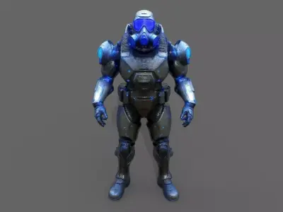 Cyborg Fighter Pack 4 Low-poly 3D model