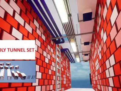 Modular Tunnel Set - Game Environment and Level Design 3D model