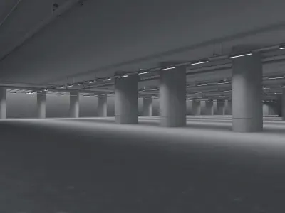 Parking empty garage with pillars 3D model
