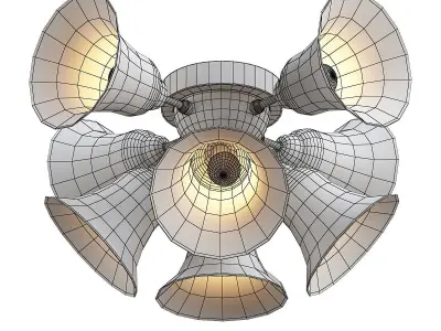 oneida chrome and glass ceiling light fixture 3D model