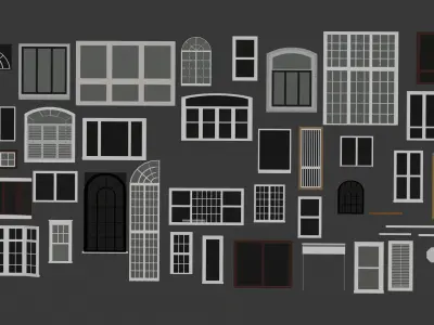 windows collection 3d models blender interior design Low-poly 3D model