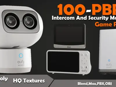 100-PBR Intercom And Security Models Low-poly 3D model