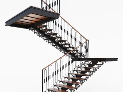 Best 19 stairs and railings Low-poly 3D model