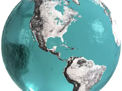 Earth Water 3D Globe Contours Full  Low-poly 3D model