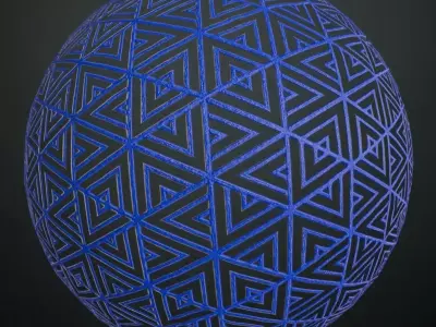Blue Geometric Sci-Fi Triangle Pattern PBR Seamless Texture