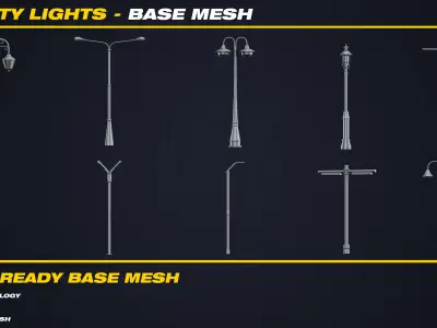 30 City Lights Base Mesh - VOL 02  - Game Ready  Low-poly 3D model