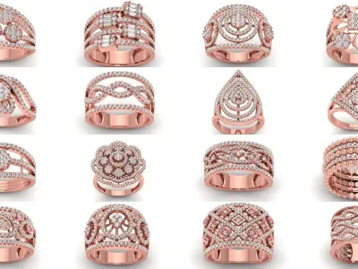 151 Solitaire Rings 3dm STL OBJ FBX  Renders Details Collection 3D Model Pack