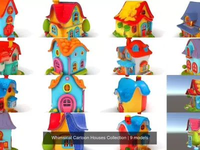 Whimsical Cartoon Houses Collection 3D Model Pack