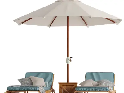 Beach lounge outdoor set 5 3D model