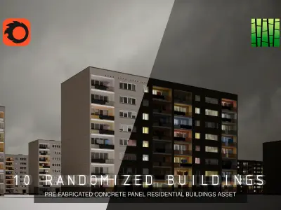 PRE-FABRICATED CONCRETE PANEL RESIDENTIAL BUILDING ASSETS 3D Model Pack