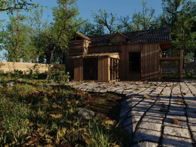 Abandoned Cabin Scene 3D model