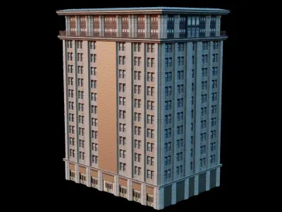 Apartment Low Poly tall building Low-poly 3D model