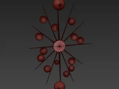 Squarespace gold starburst chandelier with balls 3D model