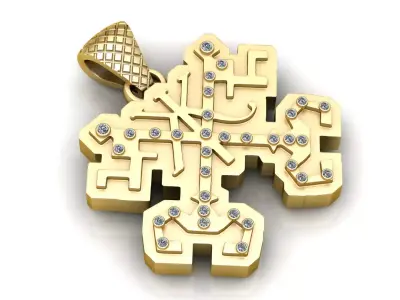 Geometric Diamond Cross Pendant  3D print model
