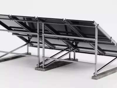 Solar Panel Set V3 - Double Monocrystalline Photovoltaic Array 3D model