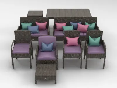 Rattan Garden Furniture Set 002 3D model