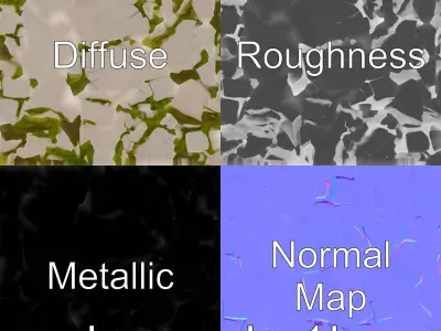 Smooth Cobblestone with Moss 3D model pack Low-poly 3D model