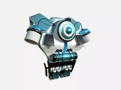 SciFi Backpack B04 White Blue - Fashion Character Design Low-poly 3D model