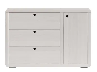 Montauk White Wood 3 Drawer Kids Dresser with Door  3D model