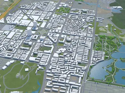 Anshan Liaoning China 30km Low-poly 3D model