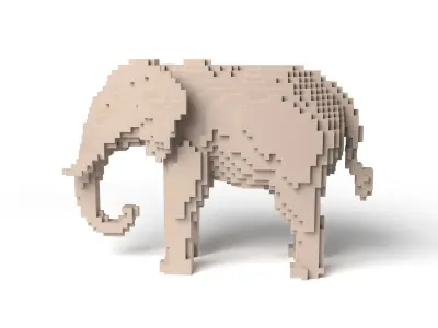 Elephant Minecraft Voxel Low-poly 3D model