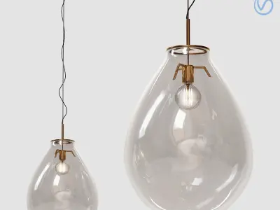 light-10 two glass pendant lights hanging from ceiling 3D model