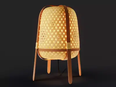 KNIXHULT Table lamp bamboo Ikea rattan 3D model