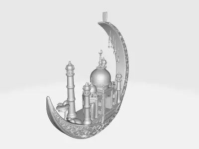 Elegant Ramadan Crescent Moon and Mosque Islamic  3D print model