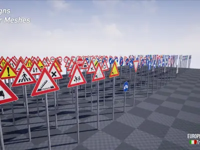 Italian Traffic Signs - more than 170 Signs Low-poly 3D model