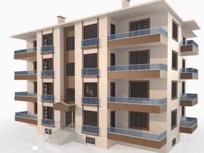 Apartmen02 apartment building Low-poly 3D model