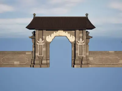 Gapura Wall Bali Generic B Variation 3D model