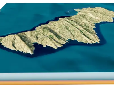 Andros Island 3D model terrain 3D model