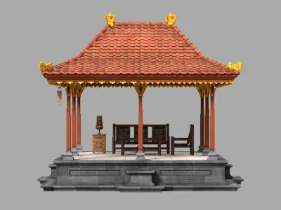 Bale Dangin Keluarga Traditional Family Pavilion 3D model
