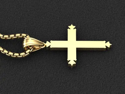 High Cross Pendant Light Gold 18K 3CP064 3D model