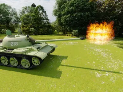 T-55 with interior 3D model