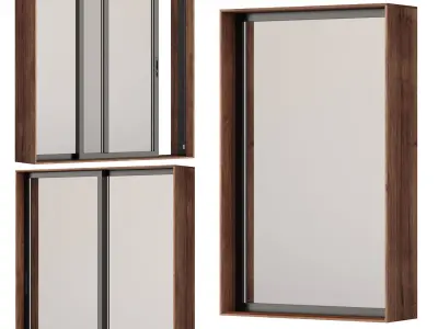Panoramic windows in a wooden frame 3D model