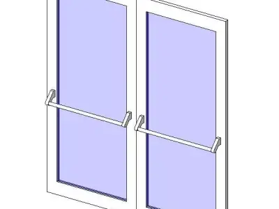 Dbl Glass - w Push Bar Free 3D model