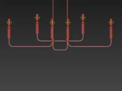 Kichler Alden 38 12W Brass 6 Light Linear Chandelier 3D model