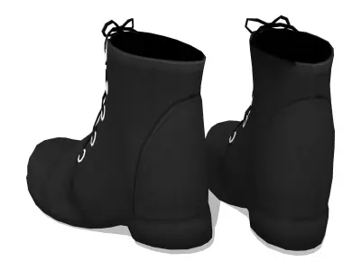Men Black Thick Heels Ankle Boots Low-poly 3D model