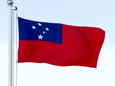 Animated Samoa Flag Low-poly 3D model